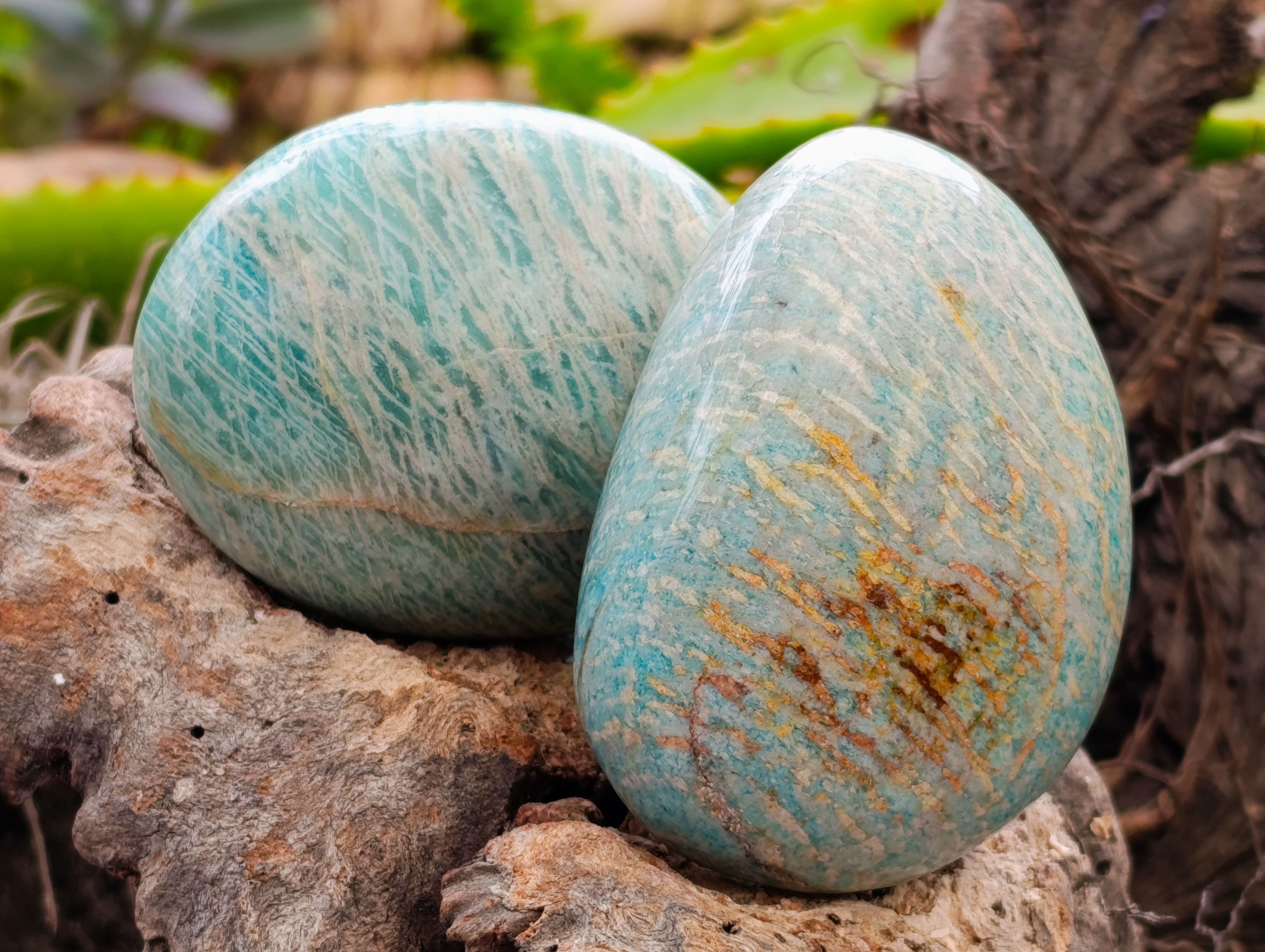 Polished Amazonite Palm Stones x 9 From Madagascar - Toprock Gemstones and Minerals 