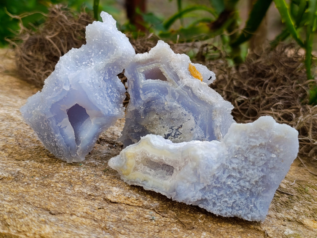 Natural Etched Blue Chalcedony Specimens x 12 From Nsanje, Malawi - Toprock Gemstones and Minerals 
