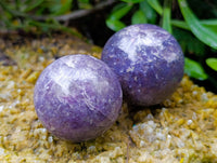 Polished Lepidolite with Pink Rubellite Spheres x 6 From Ambatondrazaka, Madagascar