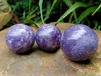 Polished Lepidolite with Pink Rubellite Spheres x 6 From Ambatondrazaka, Madagascar