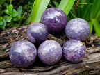 Polished Lepidolite with Pink Rubellite Spheres x 6 From Ambatondrazaka, Madagascar - Toprock Gemstones and Minerals 
