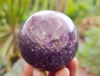 Polished Lepidolite with Pink Rubellite Spheres x 6 From Ambatondrazaka, Madagascar