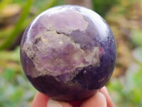 Polished Lepidolite with Pink Rubellite Spheres x 6 From Ambatondrazaka, Madagascar