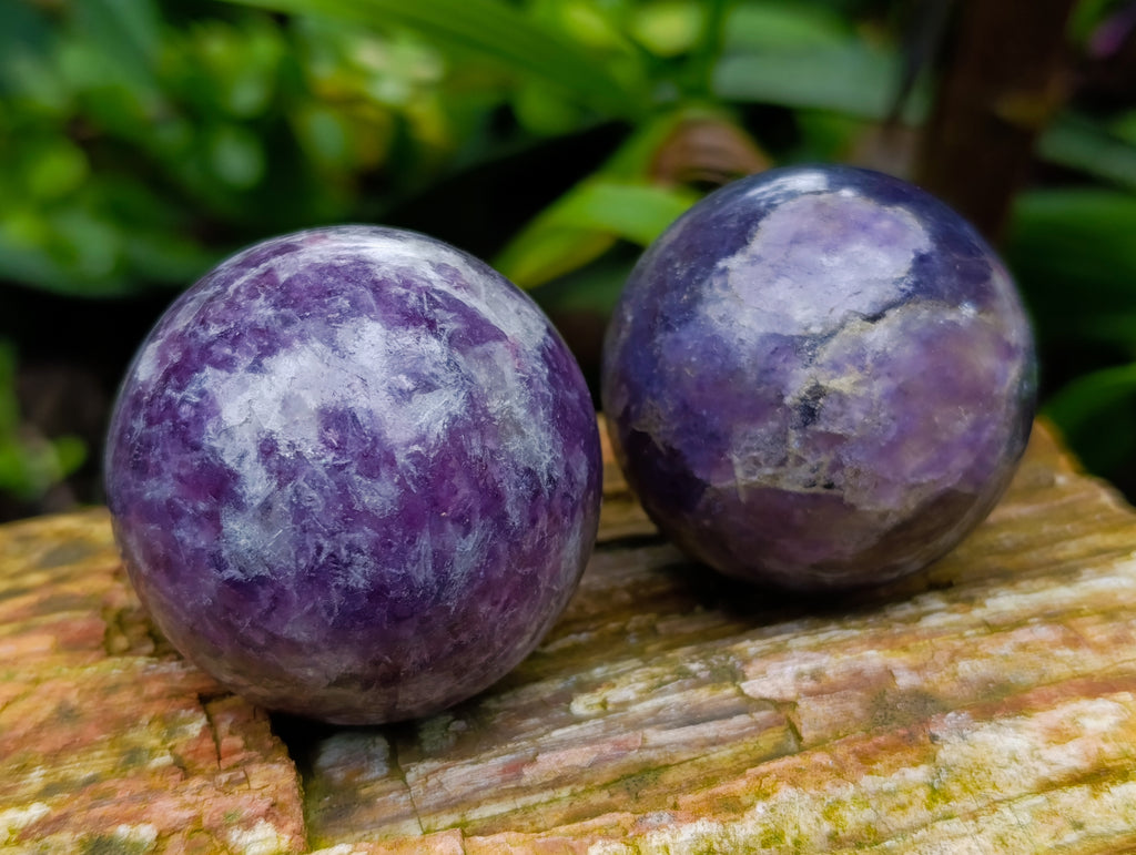 Polished Lepidolite with Pink Rubellite Spheres x 6 From Ambatondrazaka, Madagascar - Toprock Gemstones and Minerals 