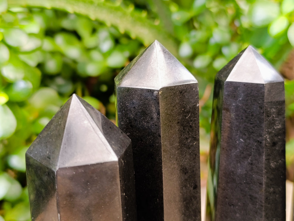 Polished Black Basalt Points x 5 From Antsirabe, Madagascar - Toprock Gemstones and Minerals 