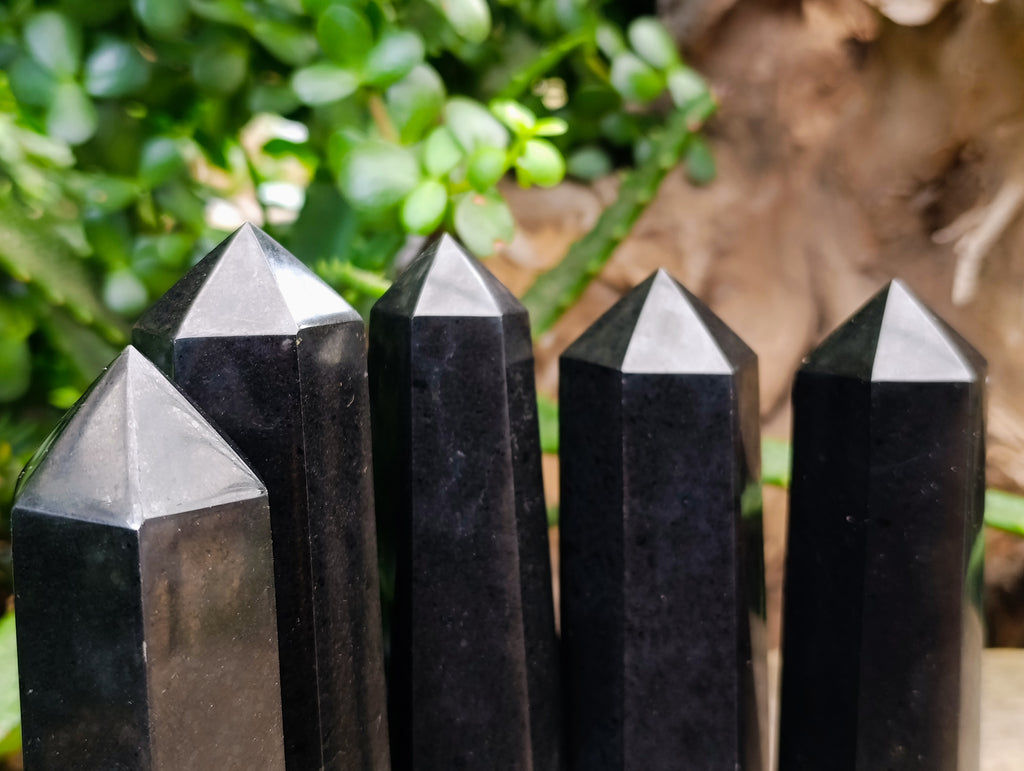 Polished Black Basalt Points x 5 From Antsirabe, Madagascar - Toprock Gemstones and Minerals 