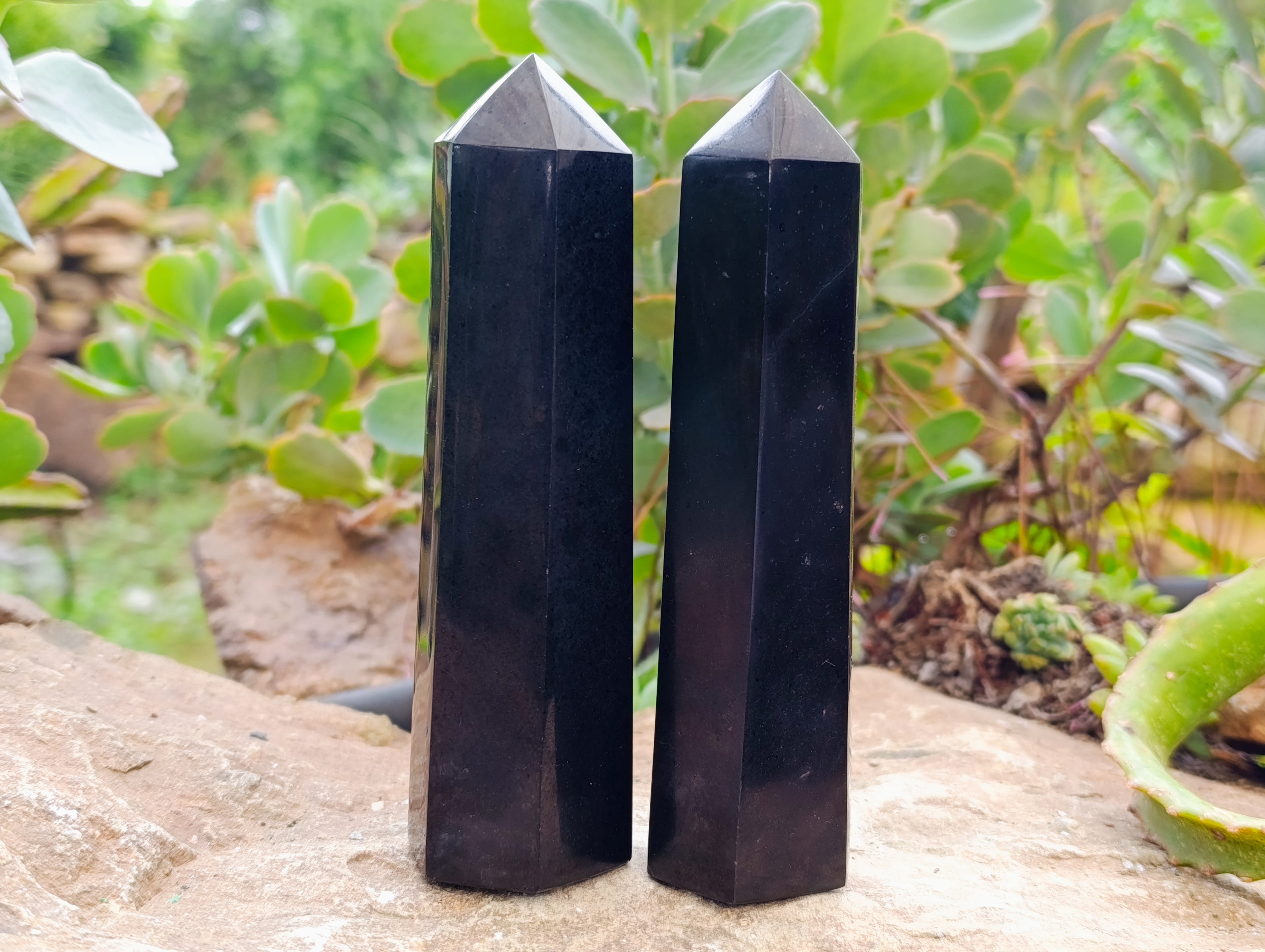 Polished Black Basalt Points x 5 From Antsirabe, Madagascar - Toprock Gemstones and Minerals 