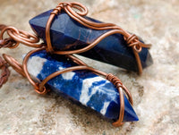 Hand Made Sodalite Copper Wire Wrapped Pendants x 6 From Namibia
