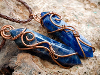 Hand Made Sodalite Copper Wire Wrapped Pendants x 6 From Namibia