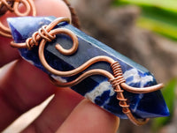 Hand Made Sodalite Copper Wire Wrapped Pendants x 6 From Namibia