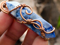 Hand Made Sodalite Copper Wire Wrapped Pendants x 6 From Namibia
