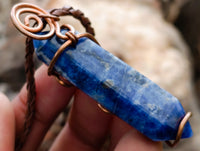 Hand Made Sodalite Copper Wire Wrapped Pendants x 6 From Namibia