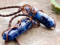 Hand Made Sodalite Copper Wire Wrapped Pendants x 6 From Namibia
