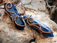 Hand Made Sodalite Copper Wire Wrapped Pendants x 6 From Namibia