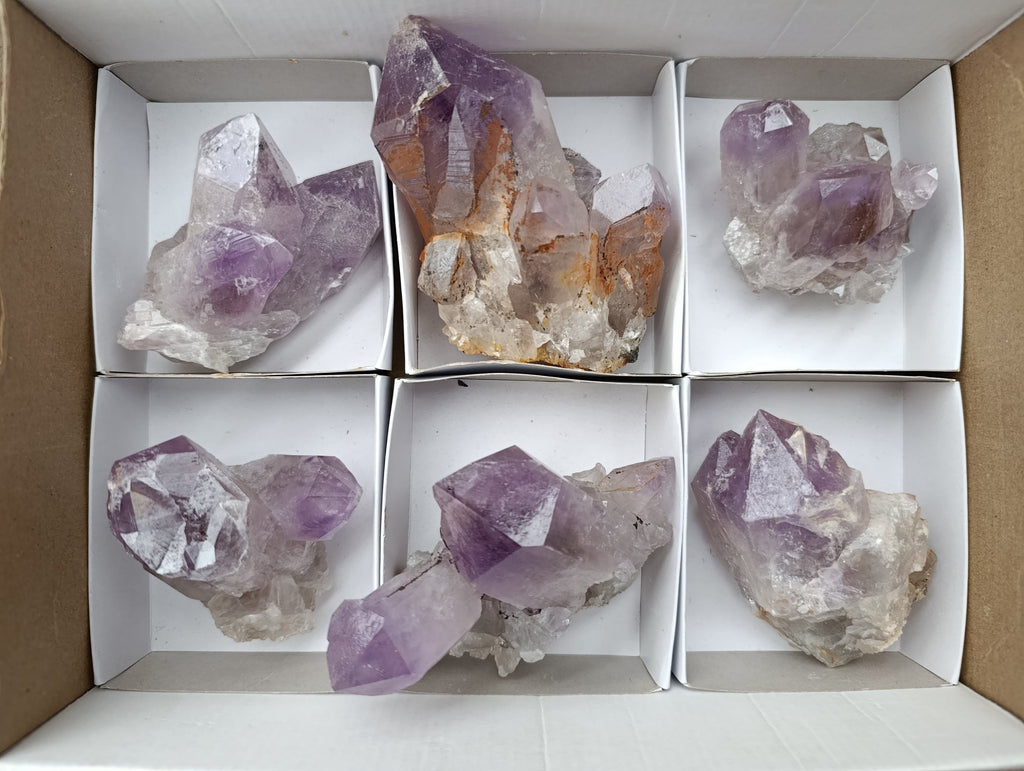 Natural Jacaranda Amethyst Quartz Clusters 6 x from Mumbwa, Zambia - Toprock Gemstones and Minerals 