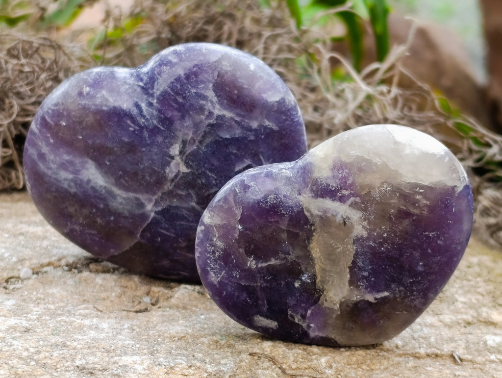 Polished Lepidolite with Pink Rubellite Hearts x 6 From Ambatondrazaka, Madagascar - Toprock Gemstones and Minerals 
