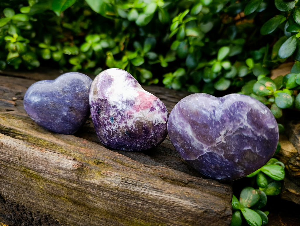 Polished Lepidolite with Pink Rubellite Hearts x 6 From Ambatondrazaka, Madagascar - Toprock Gemstones and Minerals 