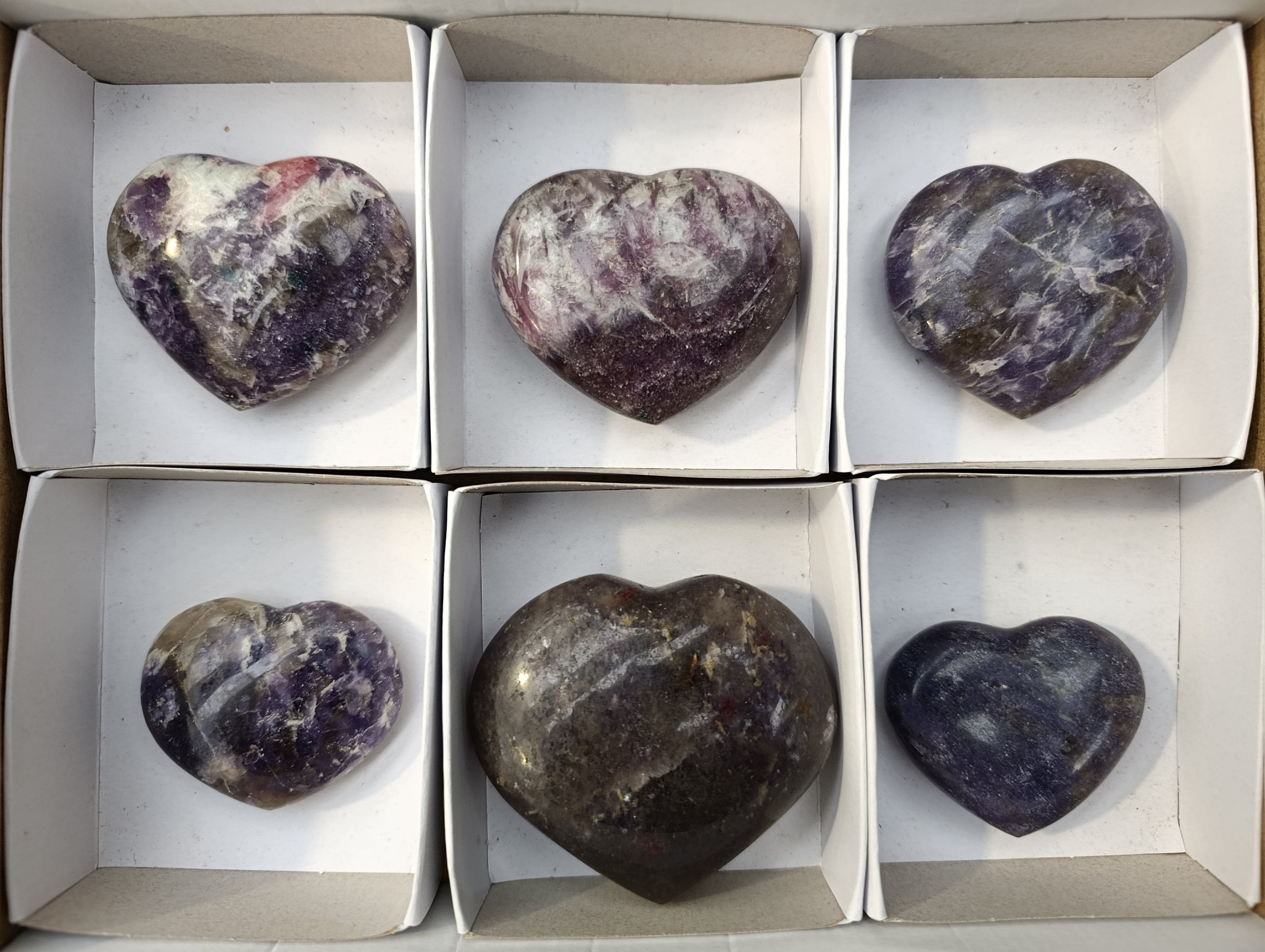 Polished Lepidolite with Pink Rubellite Hearts x 6 From Ambatondrazaka, Madagascar - Toprock Gemstones and Minerals 