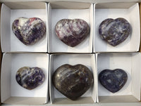 Polished Lepidolite with Pink Rubellite Hearts x 6 From Ambatondrazaka, Madagascar