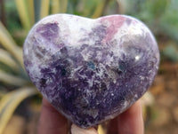 Polished Lepidolite with Pink Rubellite Hearts x 6 From Ambatondrazaka, Madagascar