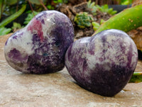 Polished Lepidolite with Pink Rubellite Hearts x 6 From Ambatondrazaka, Madagascar