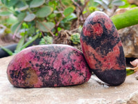 Polished Rhodonite Free Form x 6 From Ambindavato, Madagascar