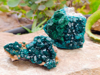 Natural Rare Dioptase and Malachite Specimens x 2 From Likasi, Congo