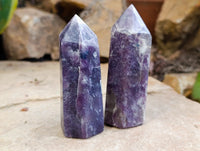 Polished Lepidolite with Pink Rubellite Points x 12 From Ambatondrazaka, Madagascar