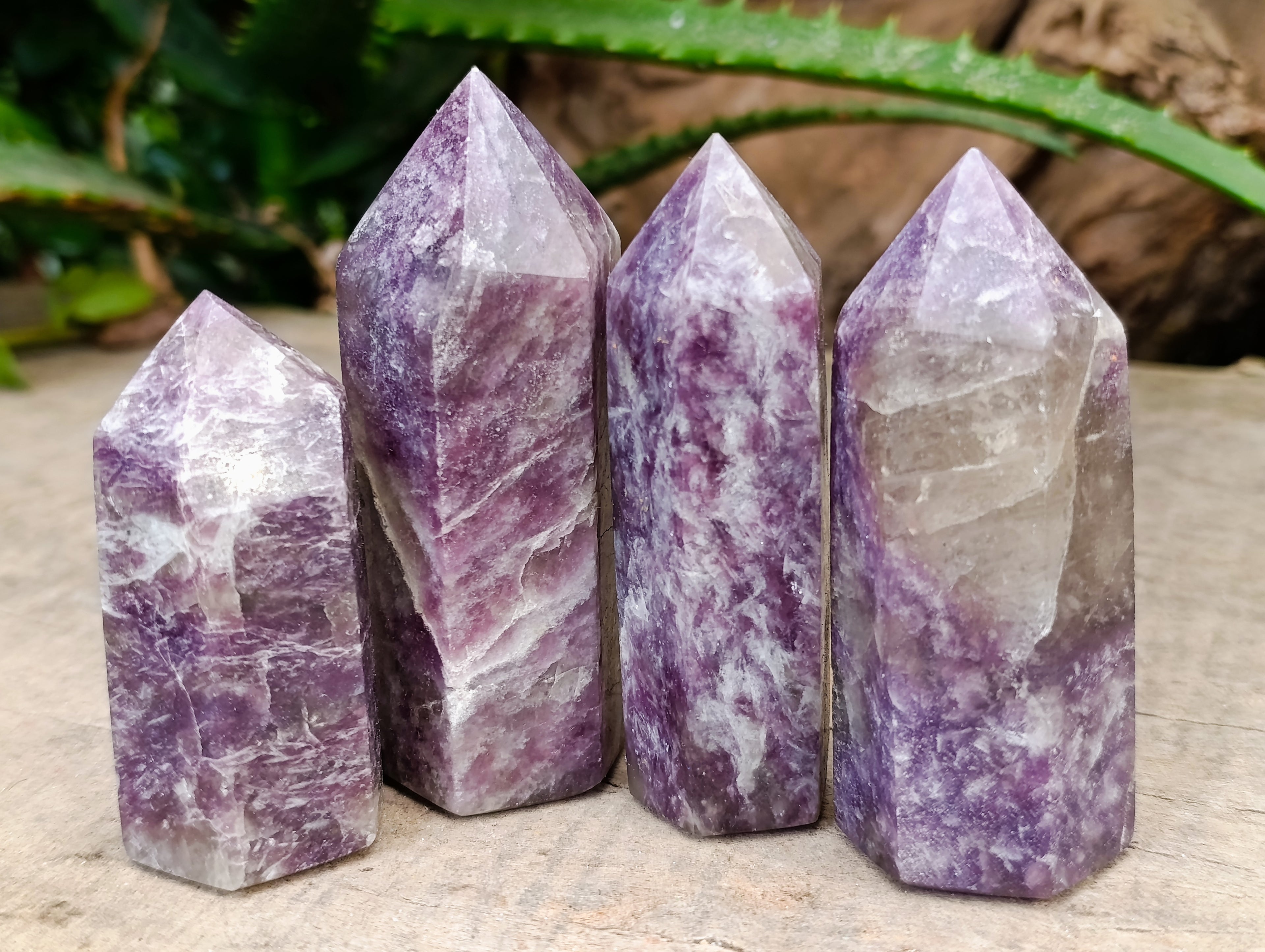 Polished Lepidolite with Pink Rubellite Points x 12 From Ambatondrazaka, Madagascar - Toprock Gemstones and Minerals 