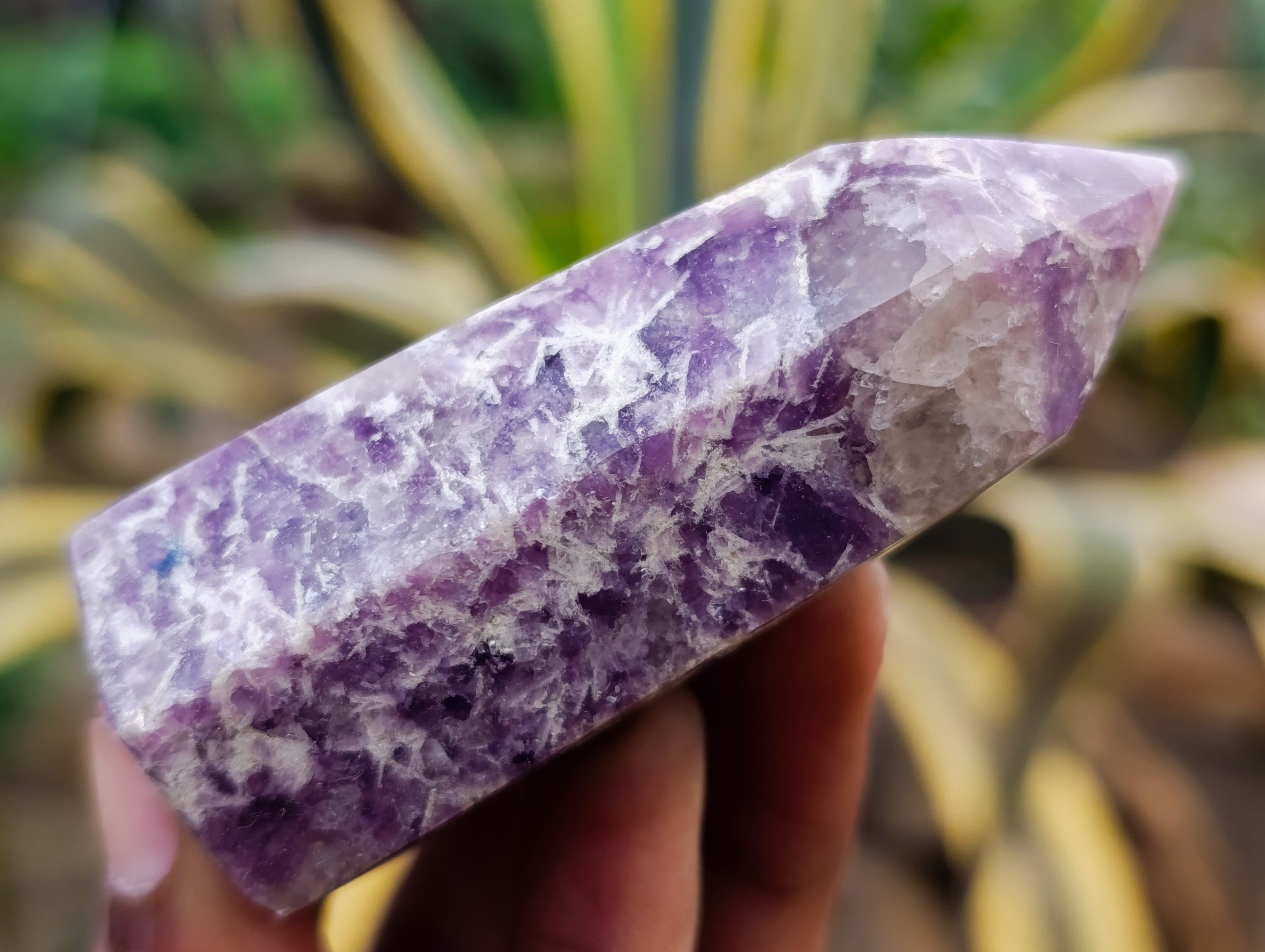 Polished Lepidolite with Pink Rubellite Points x 12 From Ambatondrazaka, Madagascar - Toprock Gemstones and Minerals 