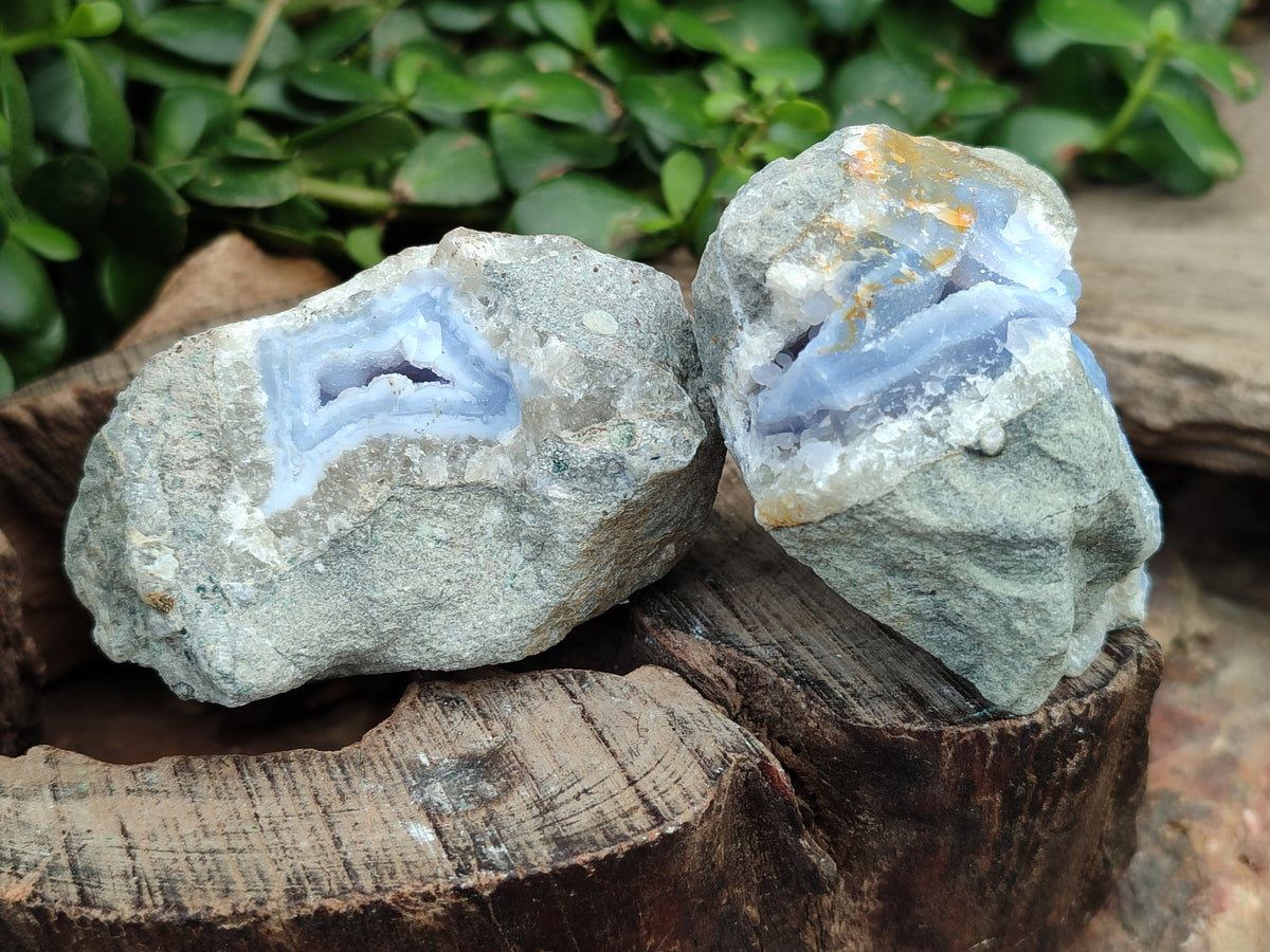 Natural Blue Lace Agate Geode Specimens x 12 From Nsanje, Malawi - Toprock Gemstones and Minerals 
