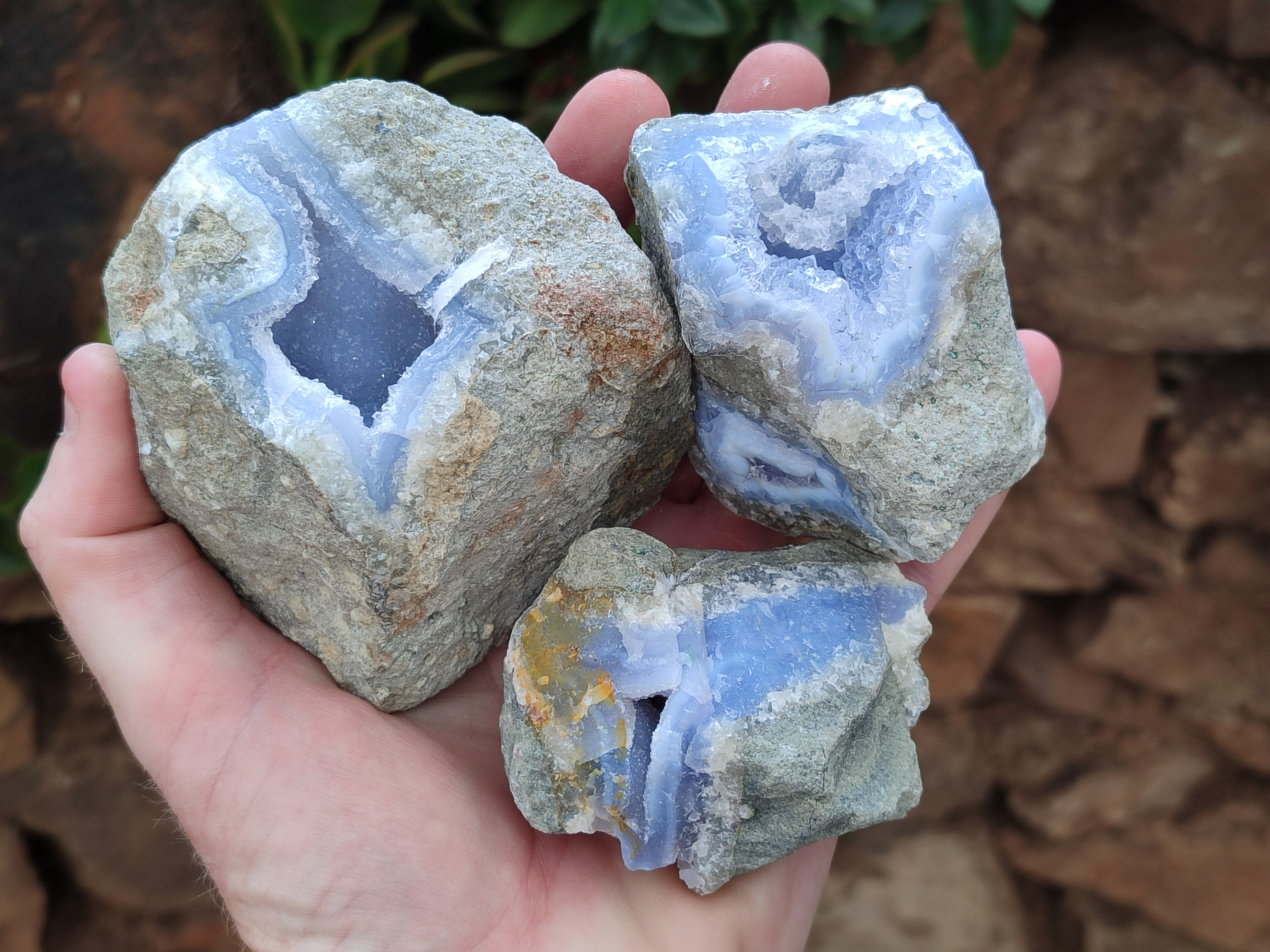 Natural Blue Lace Agate Geode Specimens x 12 From Nsanje, Malawi - Toprock Gemstones and Minerals 