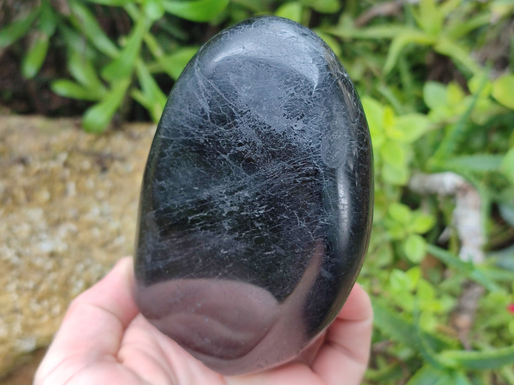 Polished Black Tourmaline Standing Free Form x 2 From Madagascar - Toprock Gemstones and Minerals 