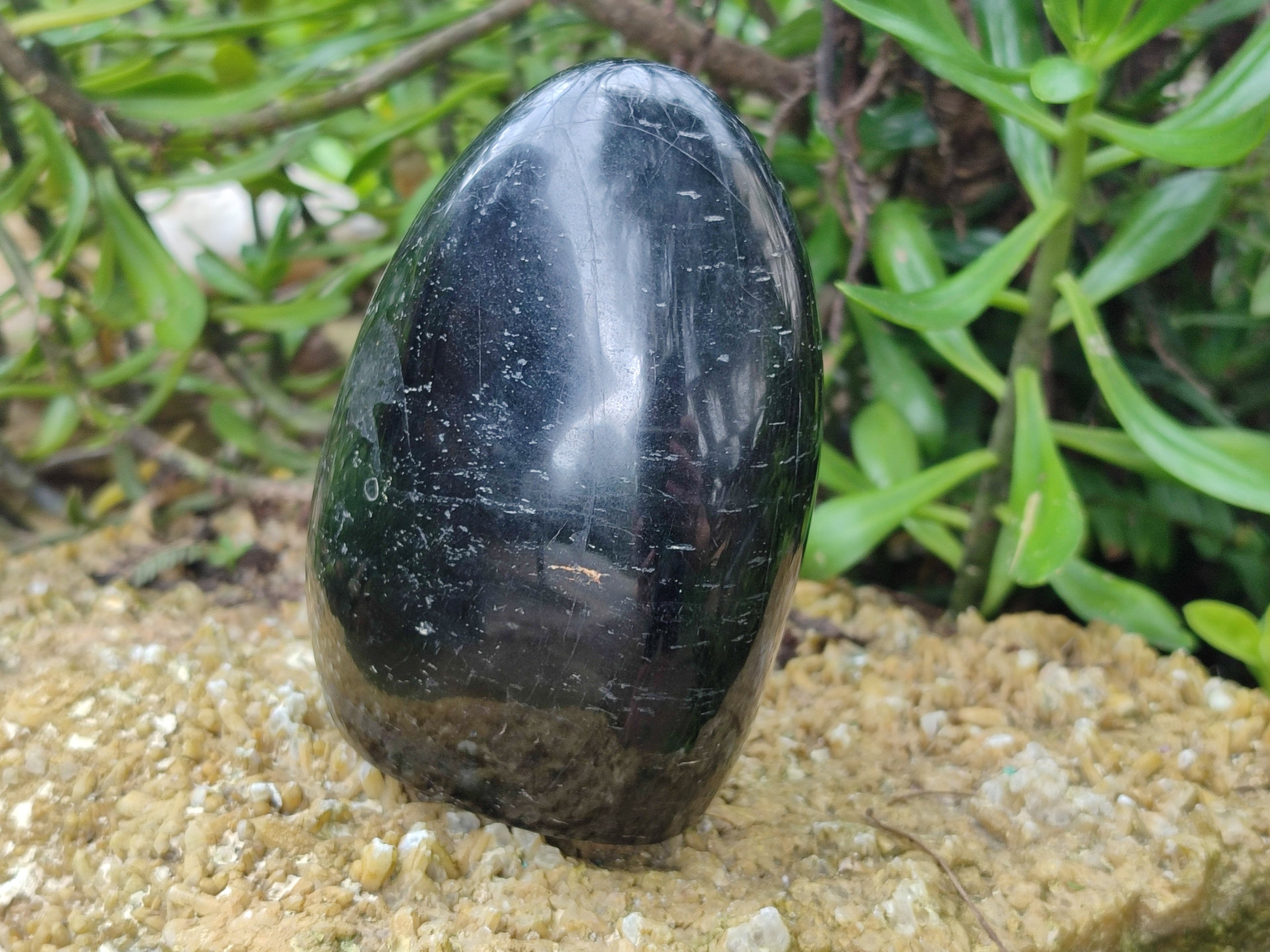 Polished Black Tourmaline Standing Free Form x 2 From Madagascar - Toprock Gemstones and Minerals 