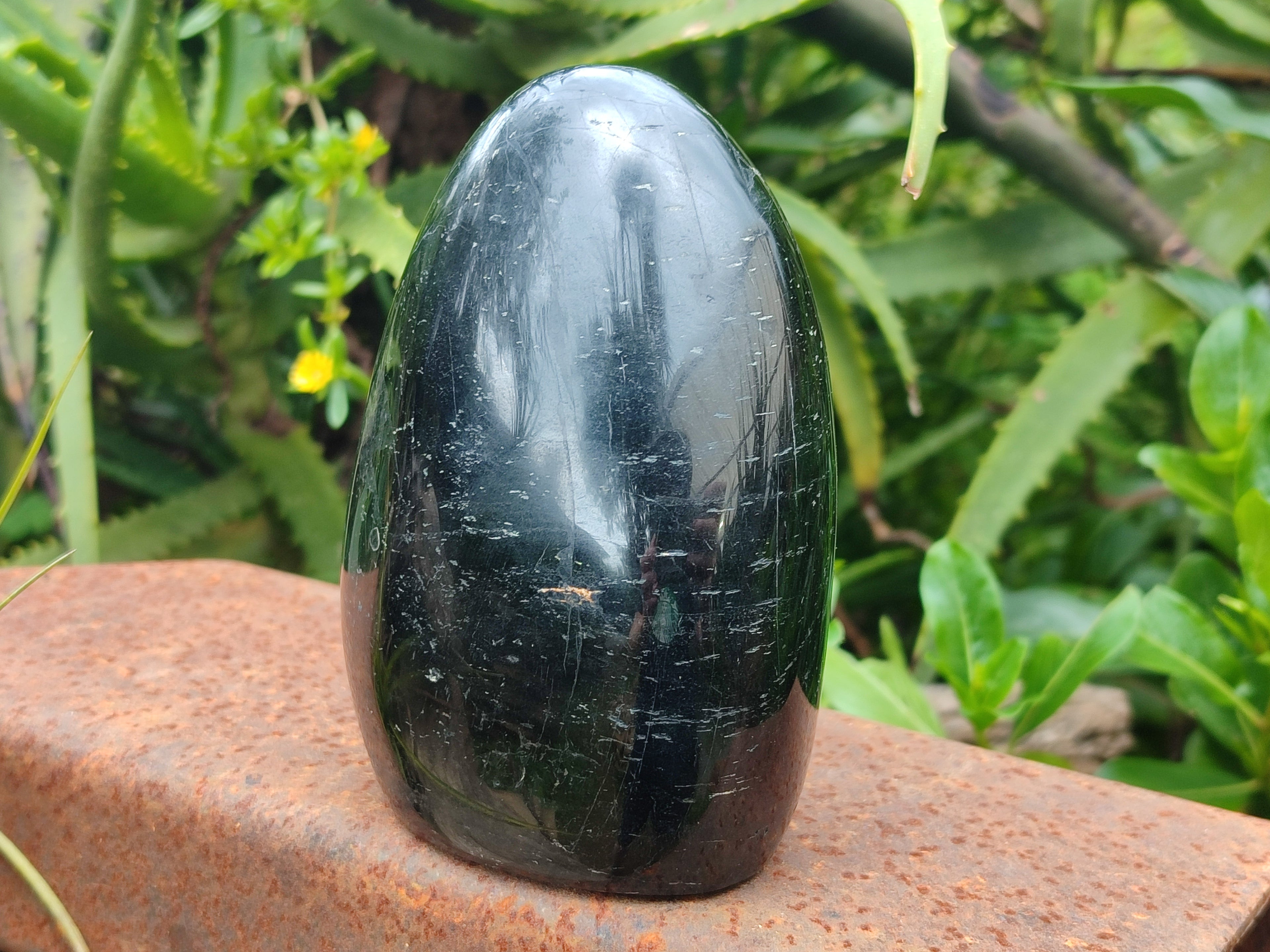 Polished Black Tourmaline Standing Free Form x 2 From Madagascar - Toprock Gemstones and Minerals 