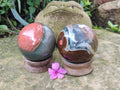 Polished Polychrome Jasper Spheres x 2 From Northwest Coast, Madagascar - Toprock Gemstones and Minerals 