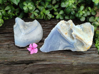 Polished Blue Lace Agate Geodes x 2 From Nsanje, Malawi