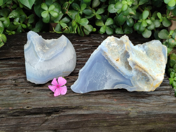 Polished Blue Lace Agate Geodes x 2 From Nsanje, Malawi