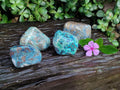 Polished Shattuckite with Azurite and Chrysocolla Free Forms x 4 From Congo - Toprock Gemstones and Minerals 