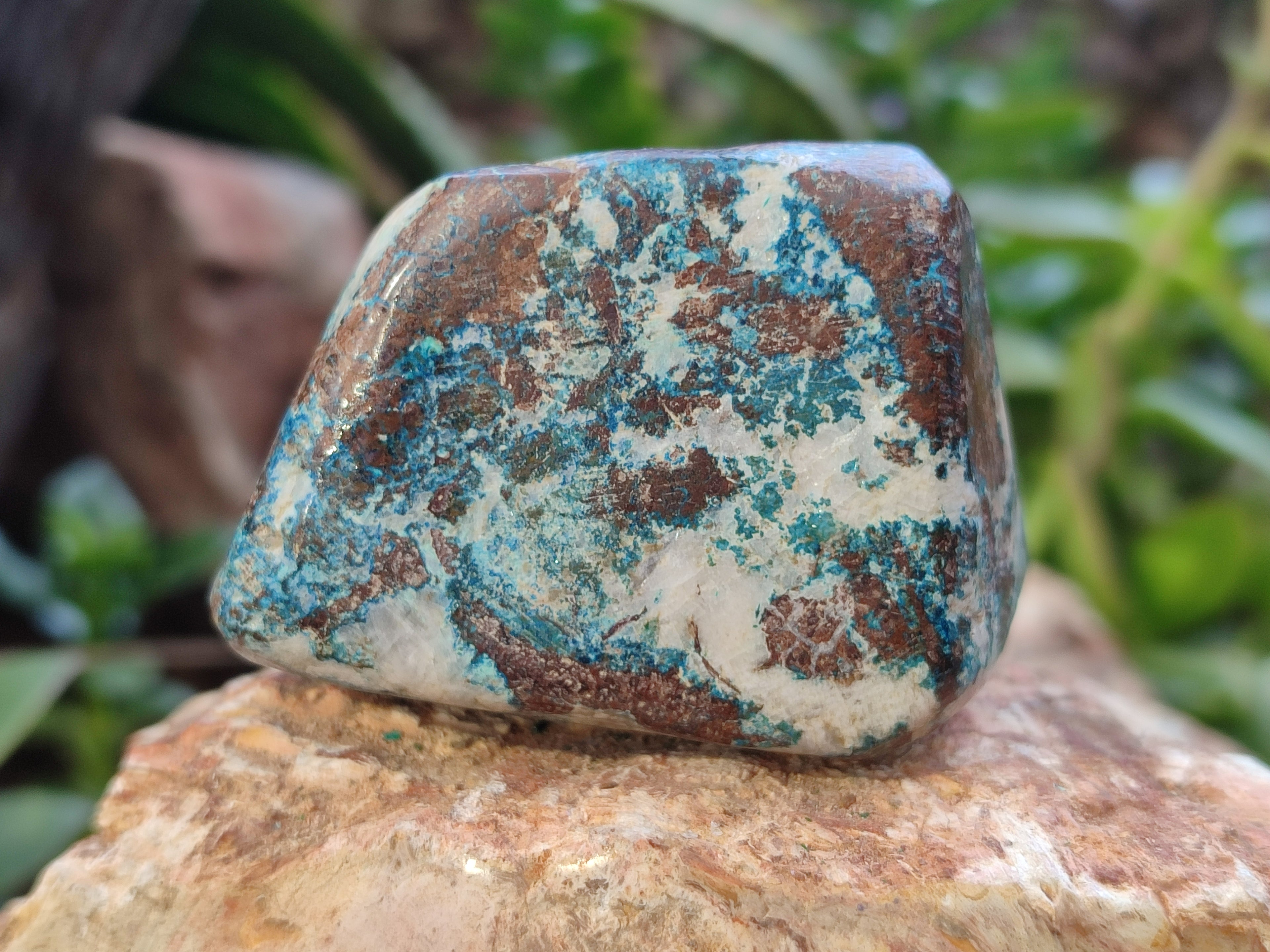Polished Shattuckite with Azurite and Chrysocolla Free Forms x 4 From Congo - Toprock Gemstones and Minerals 