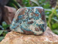 Polished Shattuckite with Azurite and Chrysocolla Free Forms x 4 From Congo - Toprock Gemstones and Minerals 
