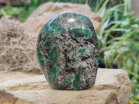 Polished Emerald Mica In Matrix Standing Free Forms x 4 From Mutoko, Zimbabwe - Toprock Gemstones and Minerals 