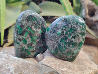 Polished Emerald Mica In Matrix Standing Free Forms x 4 From Mutoko, Zimbabwe - Toprock Gemstones and Minerals 