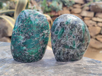 Polished Emerald Mica In Matrix Standing Free Forms x 4 From Mutoko, Zimbabwe - Toprock Gemstones and Minerals 