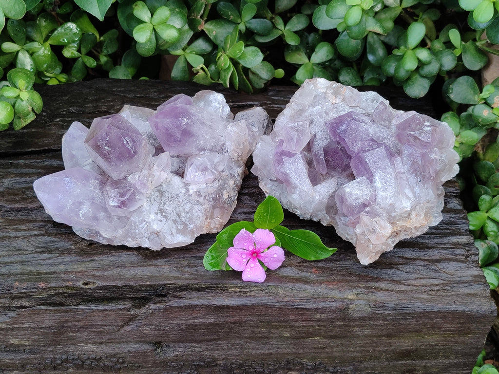 Natural Jacaranda Amethyst Quartz Cluster x 2 From Mumbwa, Zambia - Toprock Gemstones and Minerals 