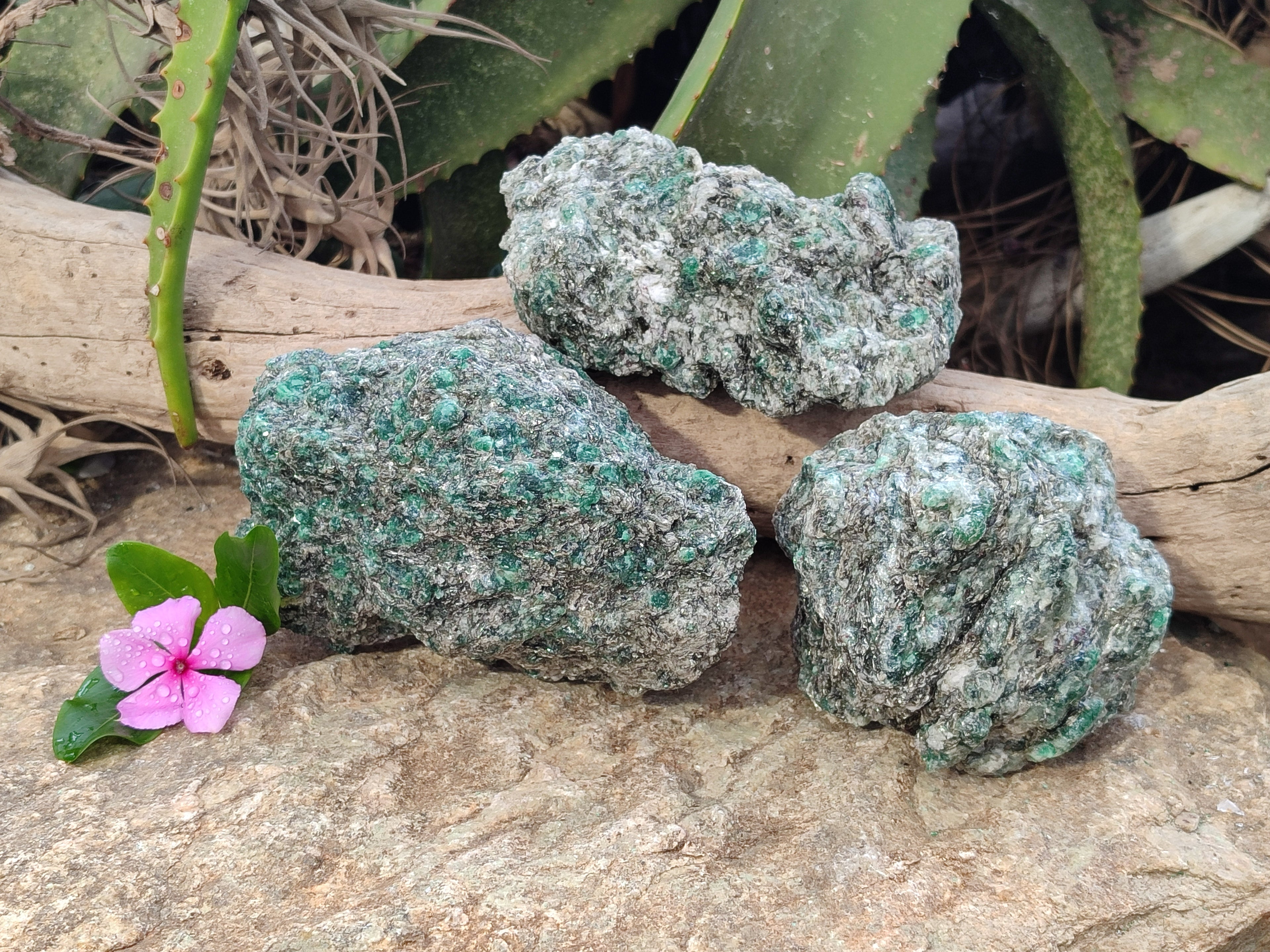 Natural Emerald Mica In Matrix Cobbed Specimens x 3 From Mutoko, Zimbabwe - Toprock Gemstones and Minerals 