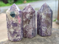 Polished Lepidolite with Pink Rubellite Points x 12 From Ambatondrazaka, Madagascar