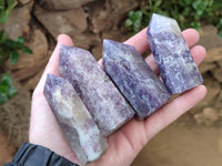 Polished Lepidolite with Pink Rubellite Points x 12 From Ambatondrazaka, Madagascar