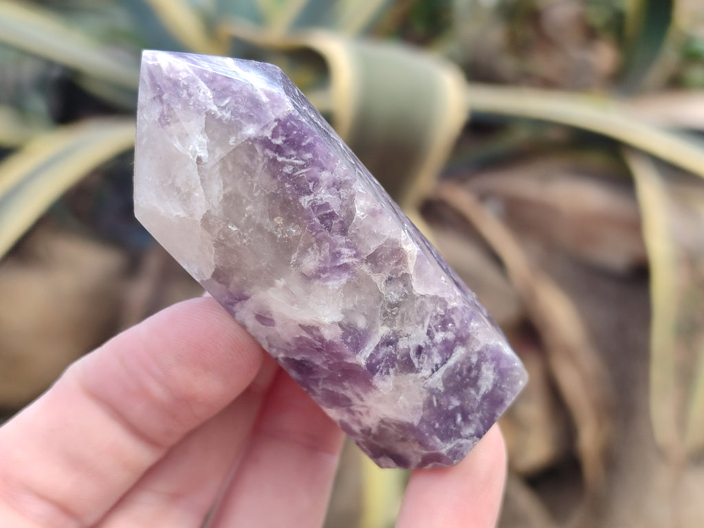 Polished Lepidolite with Pink Rubellite Points x 12 From Ambatondrazaka, Madagascar - Toprock Gemstones and Minerals 