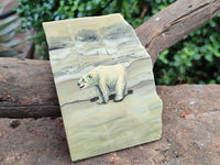Hand Made Decoupage Bears on Stone Slabs x 3 From South Africa